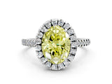 White gold Fancy Yellow Oval Cut Diamond Cushion Halo Ring with Pavé Band_13