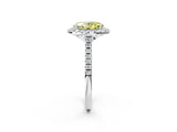 White gold Fancy Yellow Oval Cut Diamond Cushion Halo Ring with Pavé Band_26