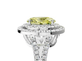 White gold Fancy Yellow Oval Cut Diamond Double Halo Ring with Pavé Band and Prong Setting_135