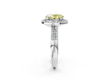 White gold Fancy Yellow Oval Cut Diamond Double Halo Ring with Split Shank and Four-Prong Setting_2