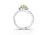 White gold Fancy Yellow Oval Cut Diamond Double Halo Ring with Split Shank and Four-Prong Setting_3