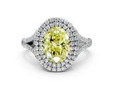 White gold Fancy Yellow Oval Cut Diamond Double Halo Ring with Split Shank and Prong Setting_27