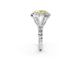 White gold Fancy Yellow Oval Cut Diamond Double Halo Ring with Split Shank and Prong Setting_29