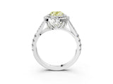 White gold Fancy Yellow Oval Cut Diamond Double Halo Ring with Split Shank and Prong Setting_30