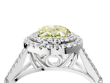White gold Fancy Yellow Oval Cut Diamond Double Halo Ring with Split Shank and Prong Setting_31