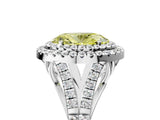 White gold Fancy Yellow Oval Cut Diamond Double Halo Ring with Split Shank and Prong Setting_32