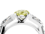 White gold Fancy Yellow Oval Cut Diamond Engagement Ring with Baguette Side Stones and Channel Set Band_36