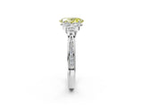 White gold Fancy Yellow Oval  Cut Diamond Engagement Ring with Bezel Set Round Side Stones and Prong Setting_87