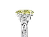 White gold Fancy Yellow Oval  Cut Diamond Engagement Ring with Bezel Set Round Side Stones and Prong Setting_90