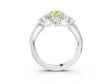 White gold Fancy Yellow Oval  Cut Diamond Engagement Ring with Bezel Set Round Side Stones and Prong Setting_92