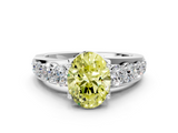 White gold Fancy Yellow Oval  Cut Diamond Engagement Ring with Pavé Band and Four-Prong Setting_3