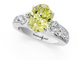 White gold Fancy Yellow Oval  Cut Diamond Engagement Ring with Pavé Band and Four-Prong Setting_4