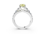 White gold Fancy Yellow Oval  Cut Diamond Engagement Ring with Pavé Band and Four-Prong Setting_6
