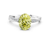 White gold Fancy Yellow Oval Cut Diamond Engagement Ring with Side Stone Accents and Four-Prong Setting_12