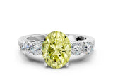 White gold Fancy Yellow Oval  Cut Diamond Five-Stone Prong Set White Gold Ring_32