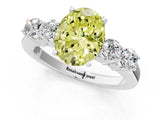 White gold Fancy Yellow Oval  Cut Diamond Five-Stone Prong Set White Gold Ring_33