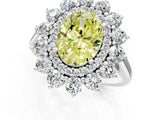 White gold Fancy Yellow Oval Cut Diamond Floral Double Halo Engagement Ring with Prong Setting_37