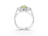 White gold Fancy Yellow Oval Cut Diamond Floral Double Halo Engagement Ring with Prong Setting_39