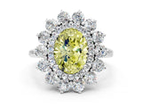 White gold Fancy Yellow Oval Cut Diamond Floral Double Halo Engagement Ring with Prong Setting_96