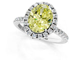 White gold Fancy Yellow Oval  Cut Diamond Floral Halo Engagement Ring with Pavé Band and Prong Setting_38