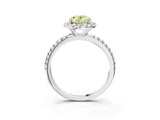 White gold Fancy Yellow Oval  Cut Diamond Floral Halo Engagement Ring with Pavé Band and Prong Setting_39