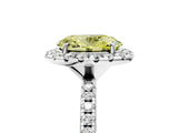 White gold Fancy Yellow Oval  Cut Diamond Floral Halo Engagement Ring with Pavé Band and Prong Setting_41