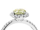White gold Fancy Yellow Oval  Cut Diamond Floral Halo Engagement Ring with Pavé Band and Prong Setting_41