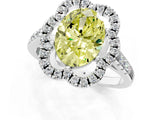 White gold Fancy Yellow Oval Cut Diamond Floral Halo Split Shank Prong Setting Ring_1