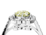 White gold Fancy Yellow Oval Cut Diamond Floral Halo Split Shank Prong Setting Ring_4