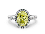 White gold Fancy Yellow Oval Cut Diamond Halo Engagement Ring with Pavé Band and Prong Setting_39