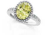 White gold Fancy Yellow Oval Cut Diamond Halo Engagement Ring with Pavé Band and Prong Setting_40