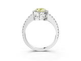 White gold Fancy Yellow Oval Cut Diamond Halo Engagement Ring with Pavé Band and Prong Setting_42