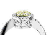 White gold Fancy Yellow Oval Cut Diamond Halo Engagement Ring with Pavé Band and Prong Setting_43
