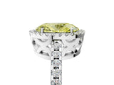 White gold Fancy Yellow Oval Cut Diamond Halo Engagement Ring with Pavé Band and Prong Setting_44