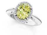 White gold Fancy Yellow Oval  Cut Diamond Halo Engagement Ring with Split Shank and Four-Prong Setting_89
