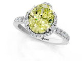 White gold Fancy Yellow Oval Cut Diamond Halo Pave Band with Four-Prong Setting_4