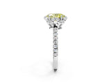 White gold Fancy Yellow Oval Cut Diamond Halo Pave Band with Four-Prong Setting_5