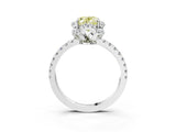 White gold Fancy Yellow Oval Cut Diamond Halo Pave Band with Four-Prong Setting_6