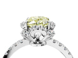 White gold Fancy Yellow Oval Cut Diamond Halo Pave Band with Four-Prong Setting_7