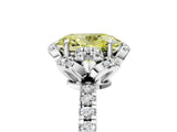 White gold Fancy Yellow Oval Cut Diamond Halo Pave Band with Four-Prong Setting_8