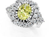 White gold Fancy Yellow Oval Cut Diamond Halo Ring with Pavé Band and Four-Prong Setting_54