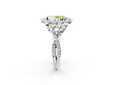 White gold Fancy Yellow Oval Cut Diamond Halo Ring with Pavé Band and Four-Prong Setting_55