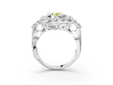 White gold Fancy Yellow Oval Cut Diamond Halo Ring with Pavé Band and Four-Prong Setting_56