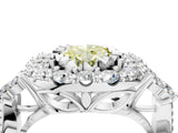 White gold Fancy Yellow Oval Cut Diamond Halo Ring with Pavé Band and Four-Prong Setting_57