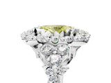 White gold Fancy Yellow Oval Cut Diamond Halo Ring with Pavé Band and Four-Prong Setting_58