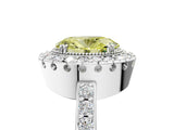 White gold Fancy Yellow Oval Cut Diamond Halo Ring with Pavé Band and Prong Setting_5