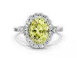 White gold Fancy Yellow Oval Cut Diamond Halo Ring with Pear Side Stones and Prong Setting_90