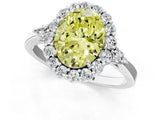 White gold Fancy Yellow Oval Cut Diamond Halo Ring with Pear Side Stones and Prong Setting_91