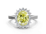 White gold Fancy Yellow Oval  Cut Diamond Halo Ring with Round Brilliant Halo and Solitaire Band_73
