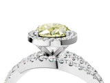 White gold Fancy Yellow Oval Cut Diamond Halo Ring with Round Split Shank and Prong Setting_78